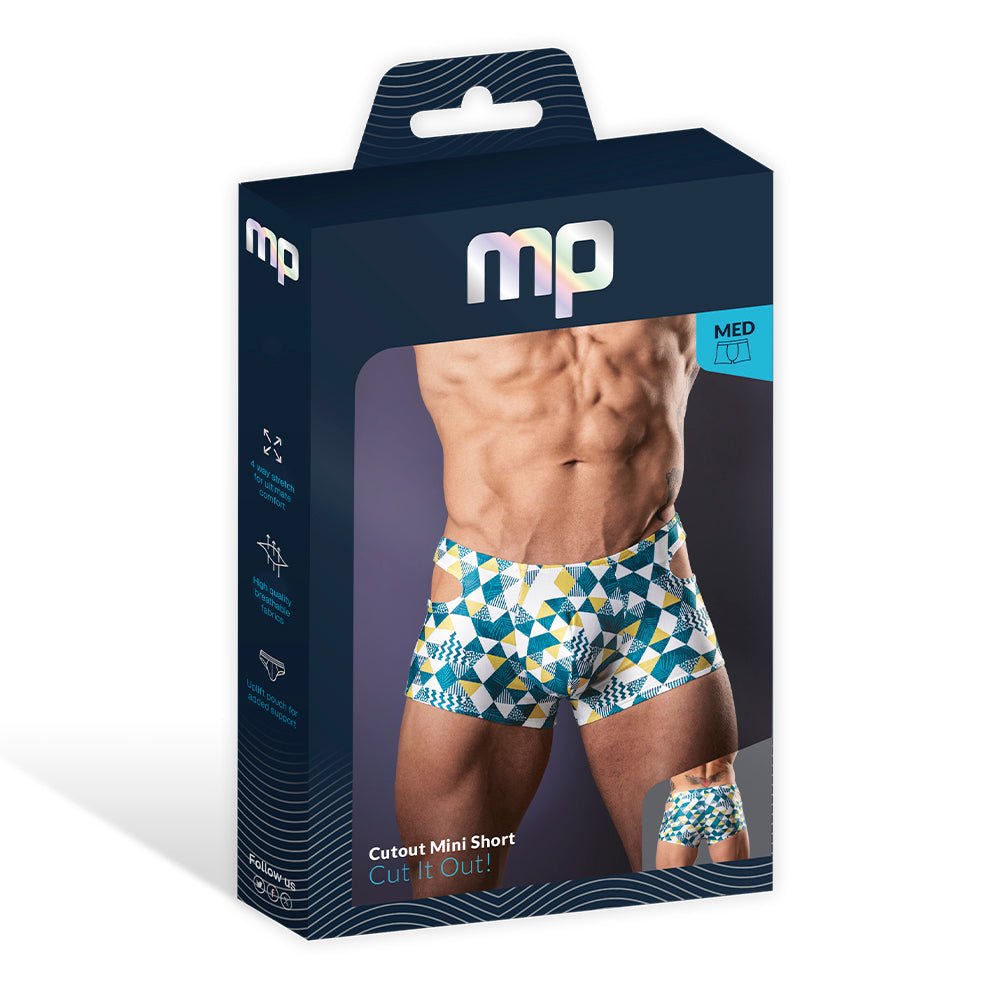 Male Power Cut It Out! Cutout Mini Short Blue/White M - Image 6
