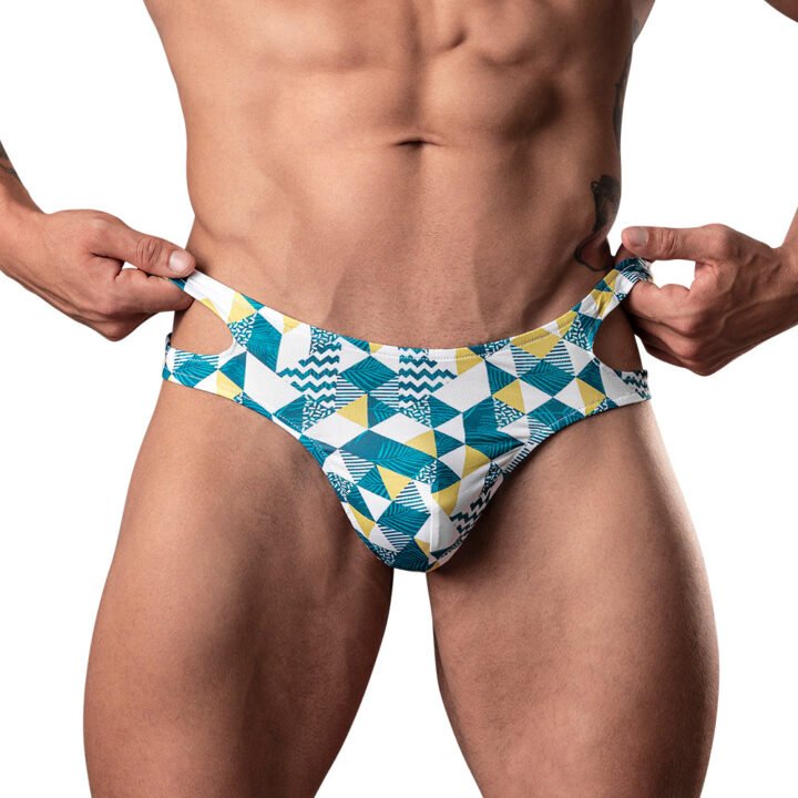 Male Power Cut It Out! Cutout Thong Blue/White S/M
