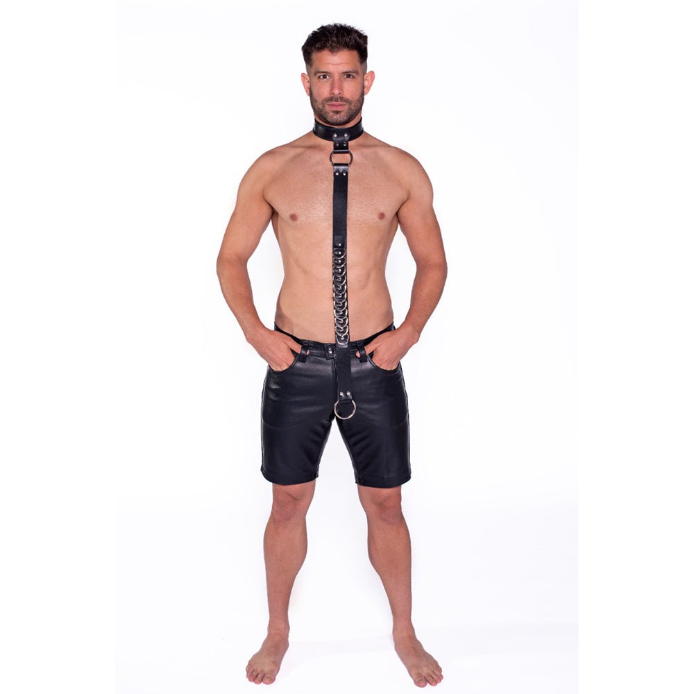 Prowler RED Leather Collar with Strap - Image 2