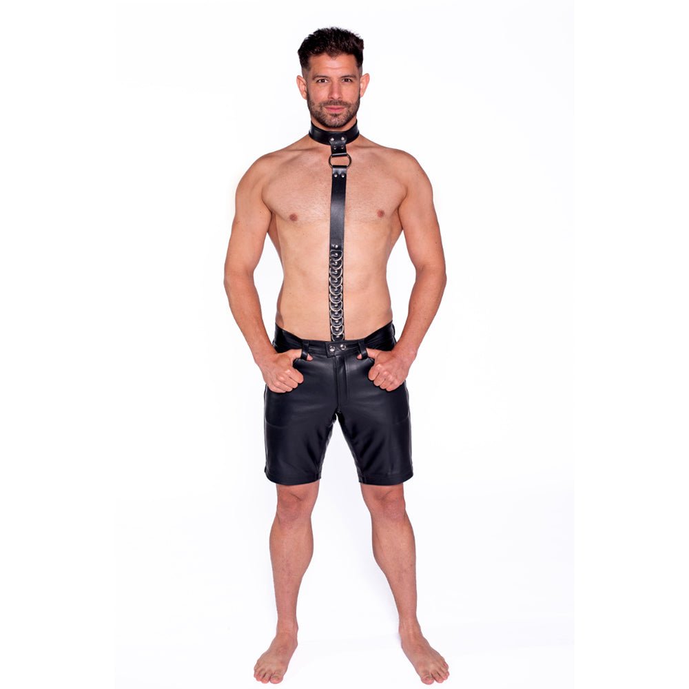 Prowler RED Leather Collar with Strap - Image 3