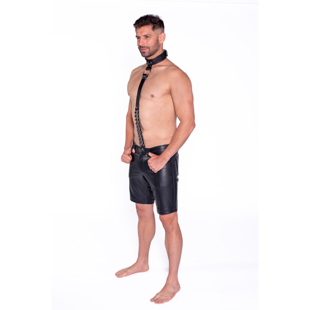 Prowler RED Leather Collar with Strap - Image 4