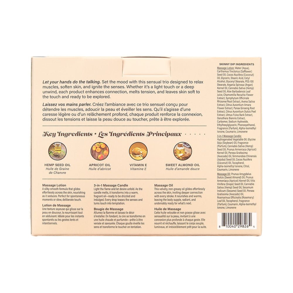 Earthly Body Hemp Seed Massage in a Box Gift Set Skinny Dip - Image 2