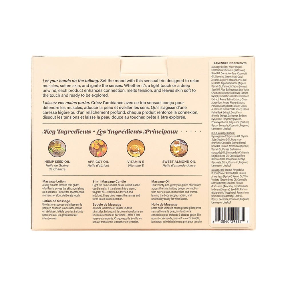 Earthly Body Hemp Seed Massage in a Box Gift Set Lavender - Image 2