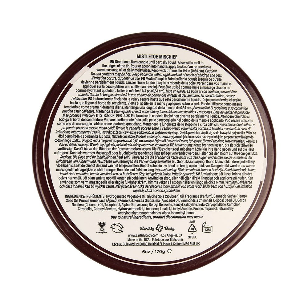 Earthly Body Hemp Seed 3-in-1 Massage Candle Mistletoe Mischief 6 oz. - Image 2