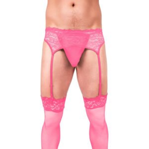 Prowler Lace Garter Set Pink S
