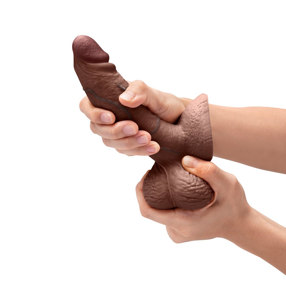 b-Vibe Slipskin Realistic Silicone Dildo 6 in. Girthy Brown - Image 7