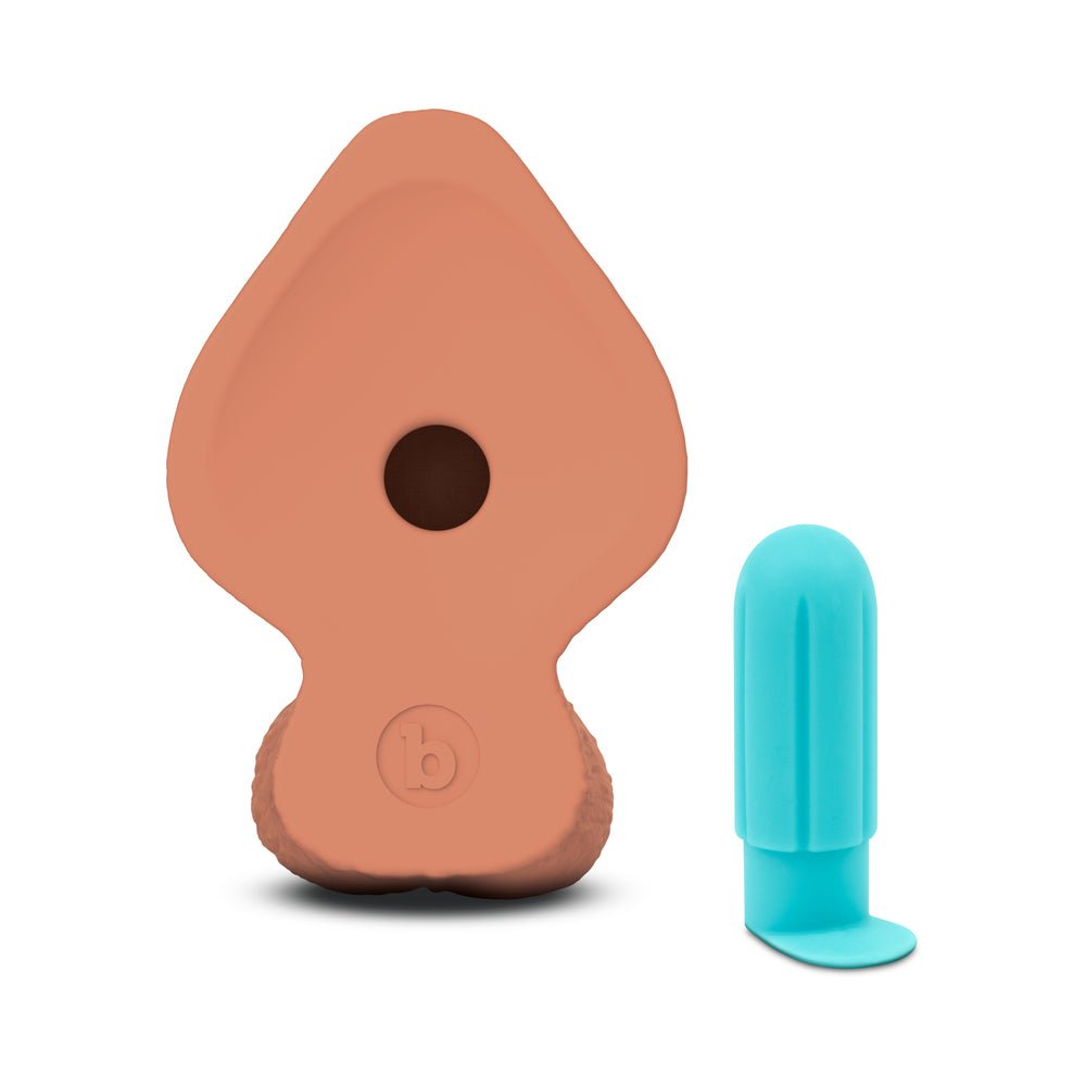 b-Vibe Slipskin Realistic Silicone Dildo 8 in. Girthy Mocha - Image 5