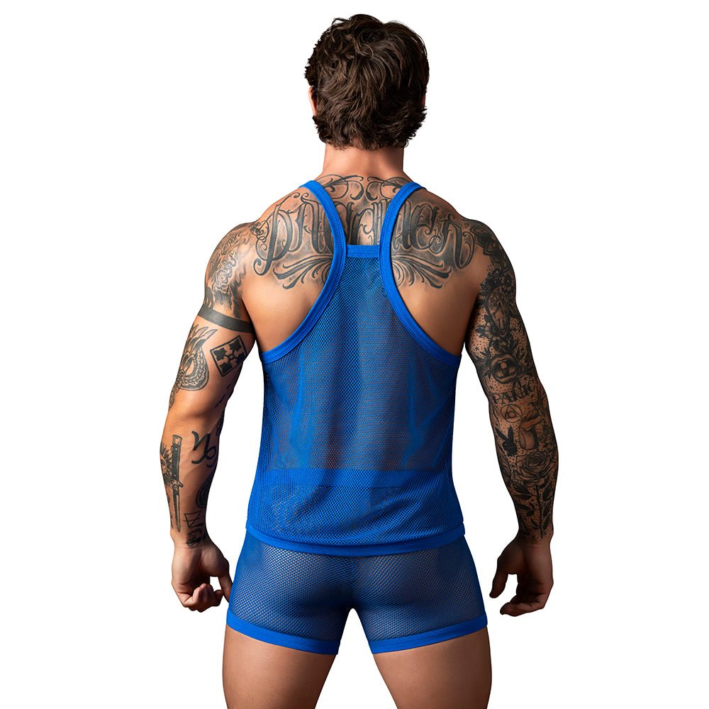 Male Power Fishnet 2.0 Tank Top Royal S/M - Image 2