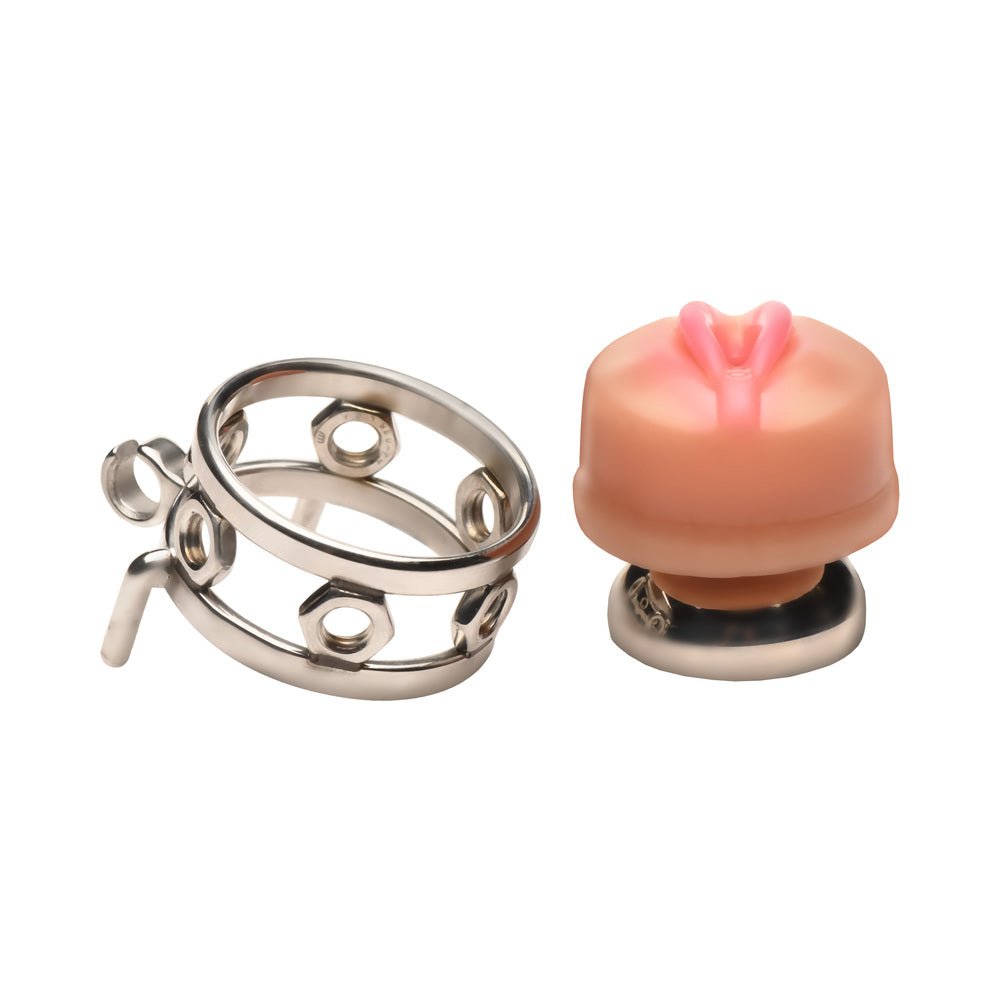 Master Series Pussy Boy Metal Chastity Cage - Image 7