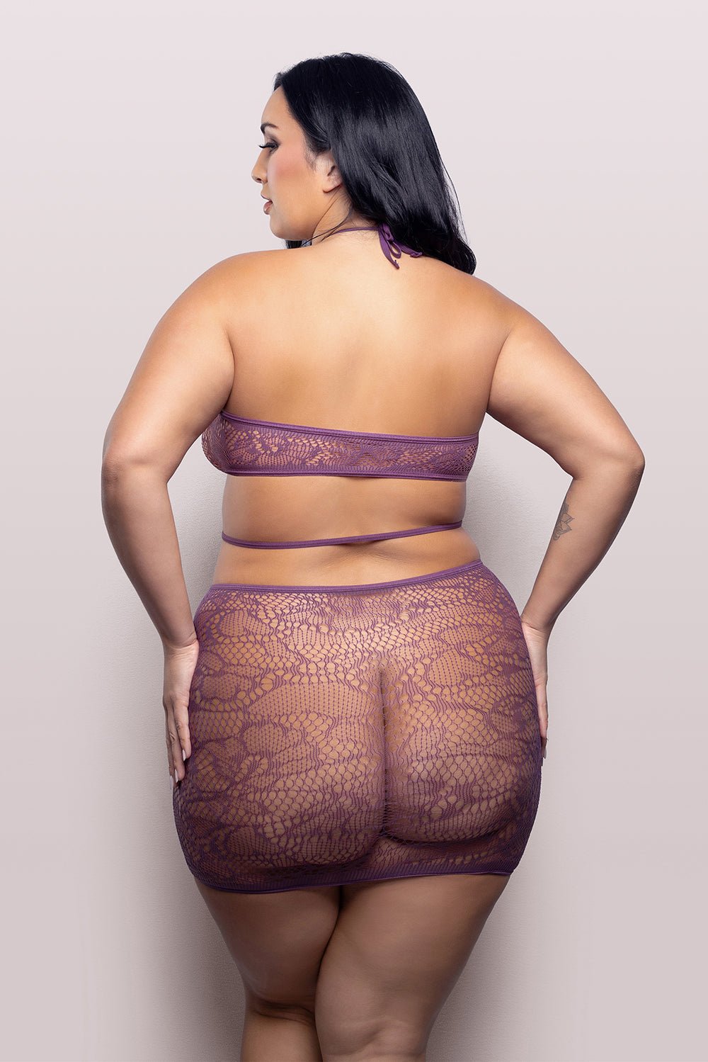 Fantasy Lingerie Vixen Focus On Me Cut-Out Halter Dress Purple Wisteria Queen Size - Image 3