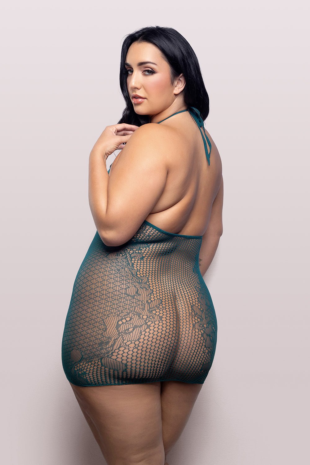 Fantasy Lingerie Vixen Masterpiece Halter Tie Dress Dark Teal Queen Size - Image 3