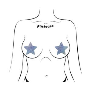 Alternative view of Pastease Everyday Reusable Glittering Silver Star Nipple Pasties