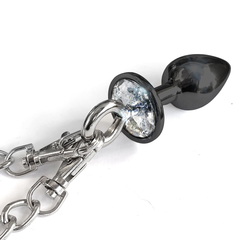 NIXIE Metal Butt Plug & Furry Handcuff Set Medium Black - Image 4