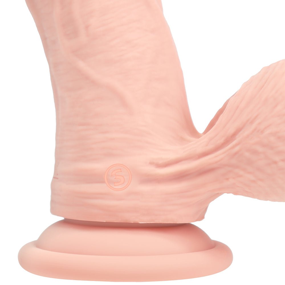 Realrock Realistic Dual Density Vibrating Silicone Dildo with Weighted Balls 6 in. Beige - Image 8