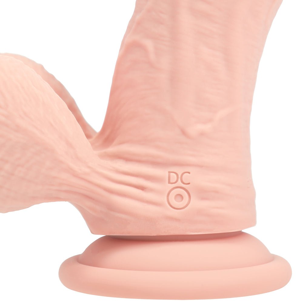 Realrock Realistic Dual Density Vibrating Silicone Dildo with Weighted Balls 6 in. Beige - Image 9