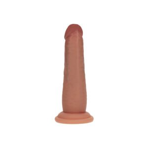 Realrock Sliding Skin Dual Density Silicone Dildo 6 in. Tan - Image 3