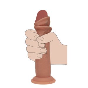 Realrock Sliding Skin Dual Density Silicone Dildo 6 in. Tan - Image 7