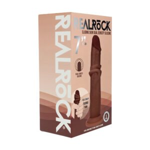 Realrock Sliding Skin Dual Density Silicone Dildo 7 in. Brown