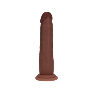Alternative view of Realrock Sliding Skin Dual Density Silicone Dildo 7 in. Brown