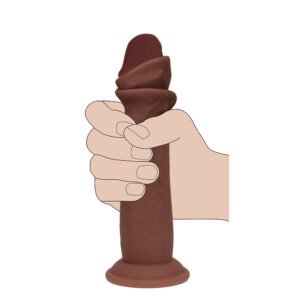 Realrock Sliding Skin Dual Density Silicone Dildo 8 in. Brown - Image 7