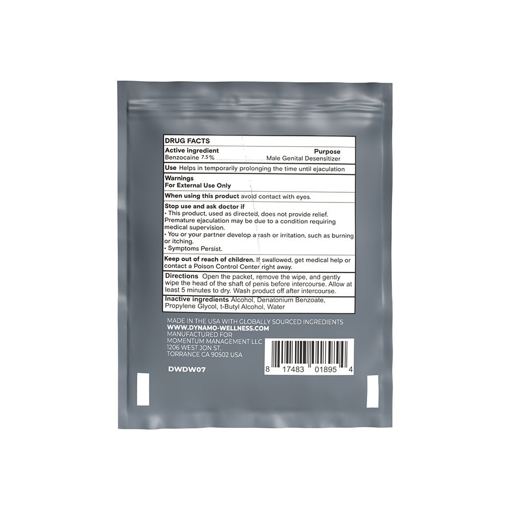 Dynamo Wellness Maximum Strength Delay Wipe 7.5% - 36 Pack - Image 3