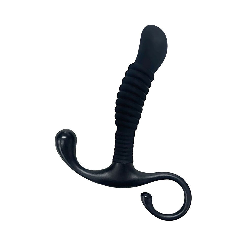 OptiMALE Ribbed Silicone P-Massager Black - Image 2
