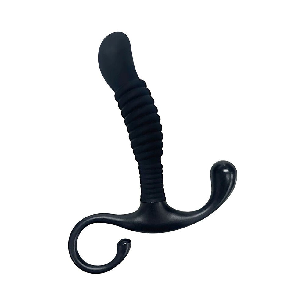 OptiMALE Ribbed Silicone P-Massager Black - Image 3