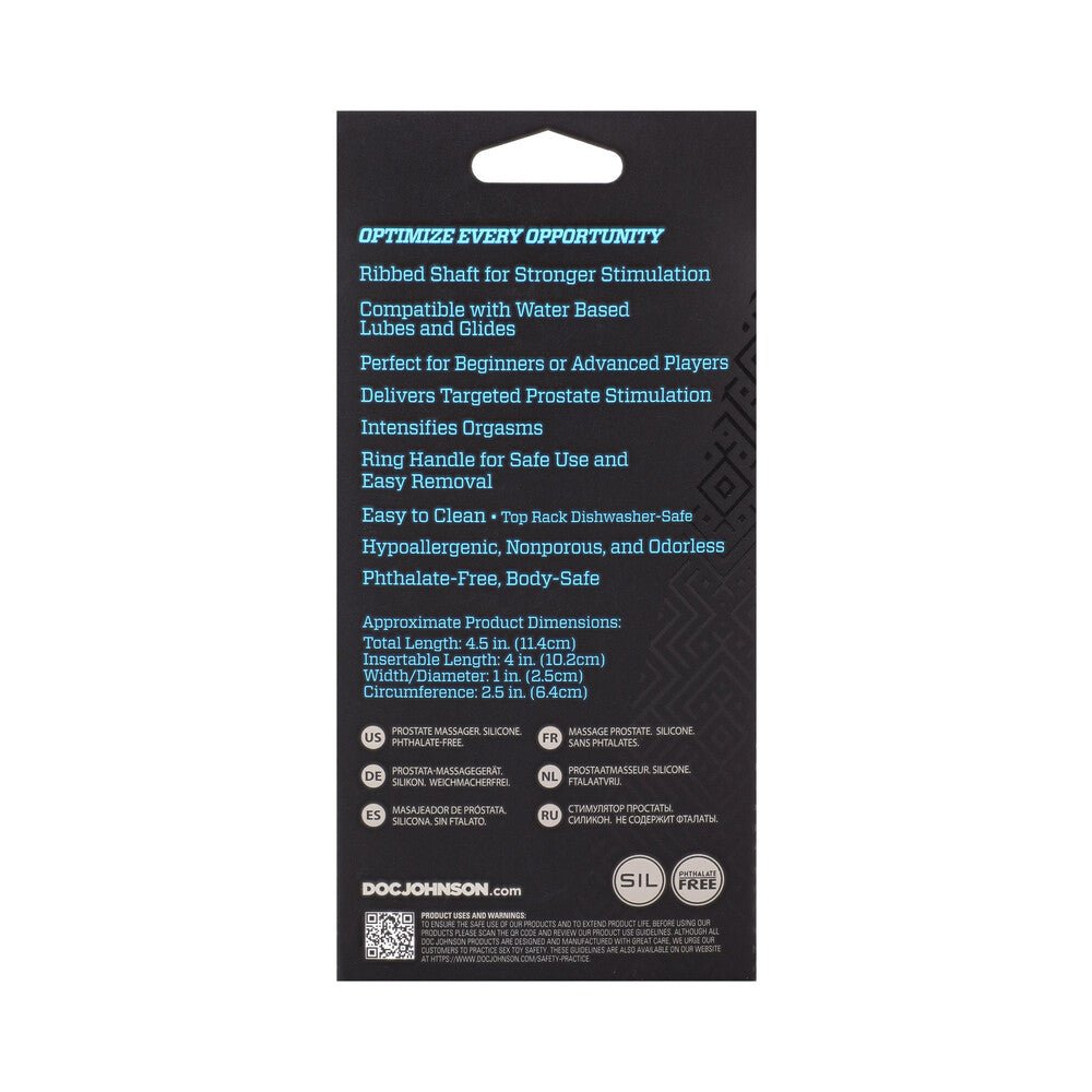 OptiMALE Ribbed Silicone P-Massager Black - Image 5