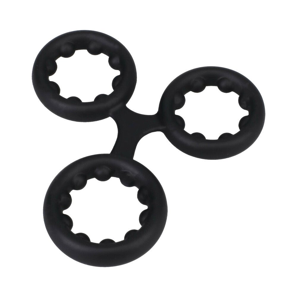 ROCK SOLID Silicone Triple Stamina Ring with Metal Beads Black - Image 2