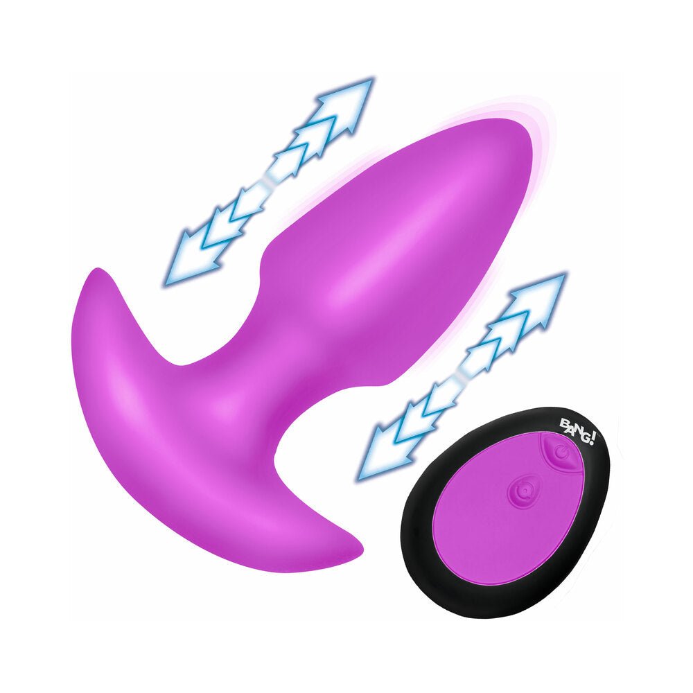 BANG! Thrusting & Vibrating Silicone Butt Plug Purple - Image 2