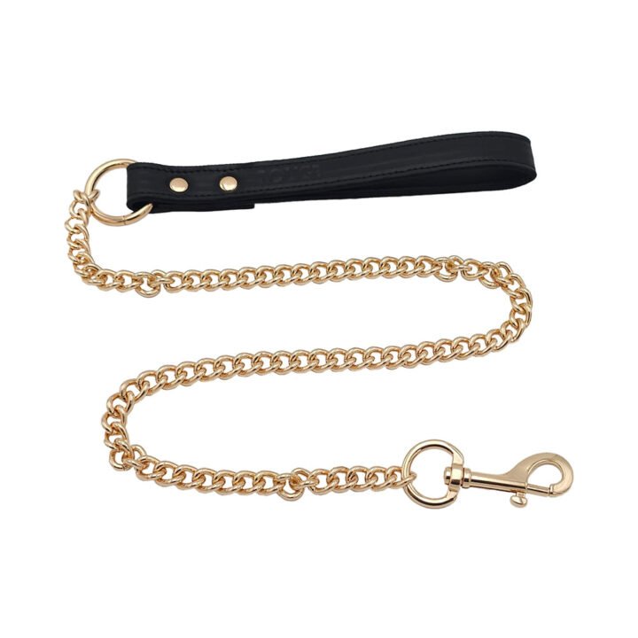 Rouge Leather Leash Black with Gold Accessories