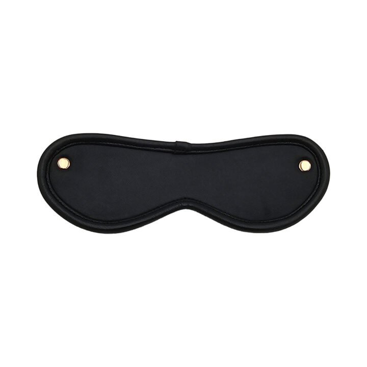 Rouge Leather Blindfold Black with Gold Accessories