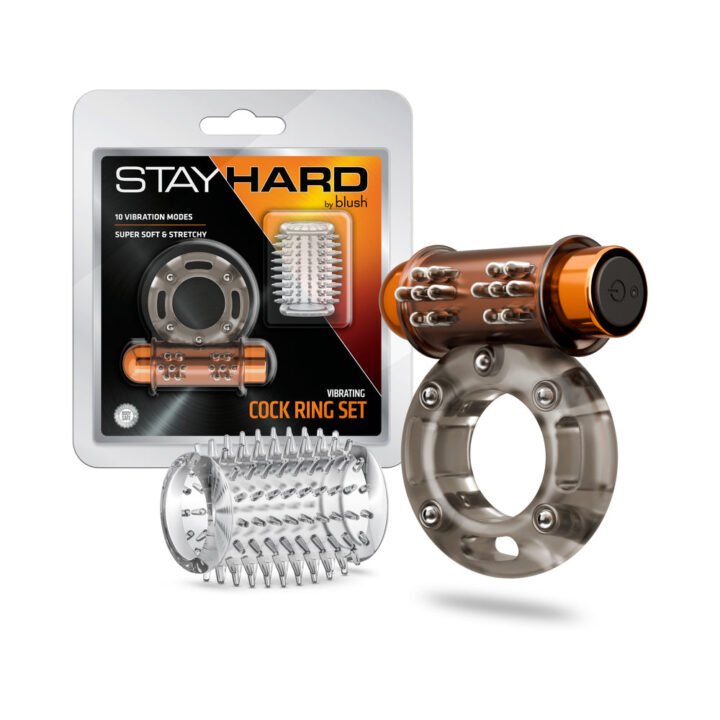 Stay Hard Vibrating Cock Ring Set with Sleeve 3