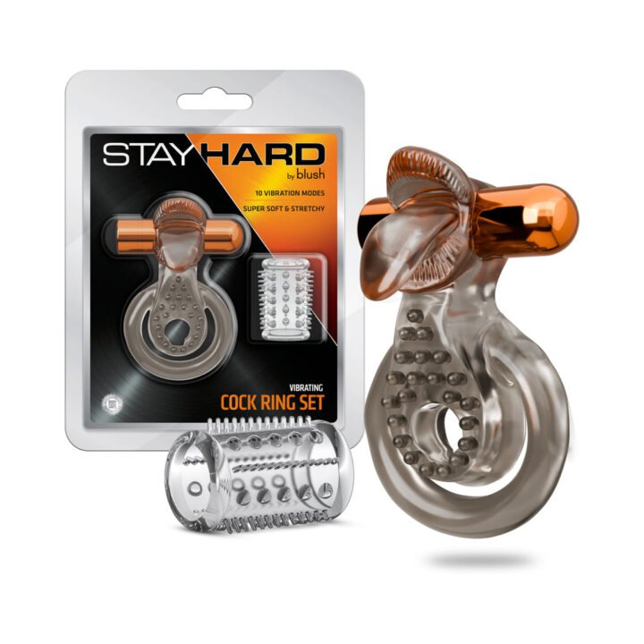 Stay Hard Vibrating Cock Ring Set with Sleeve 5