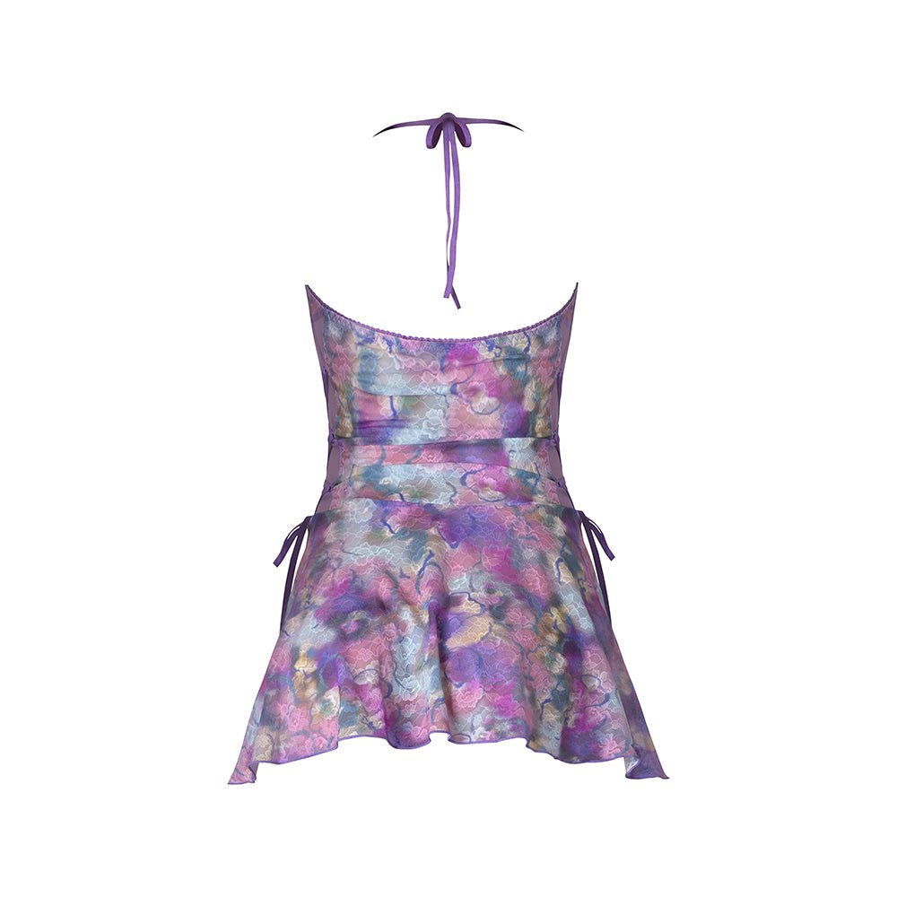Magic Silk Wisteria Mist Halter Babydoll & G-Set Floral Queen Size - Image 5