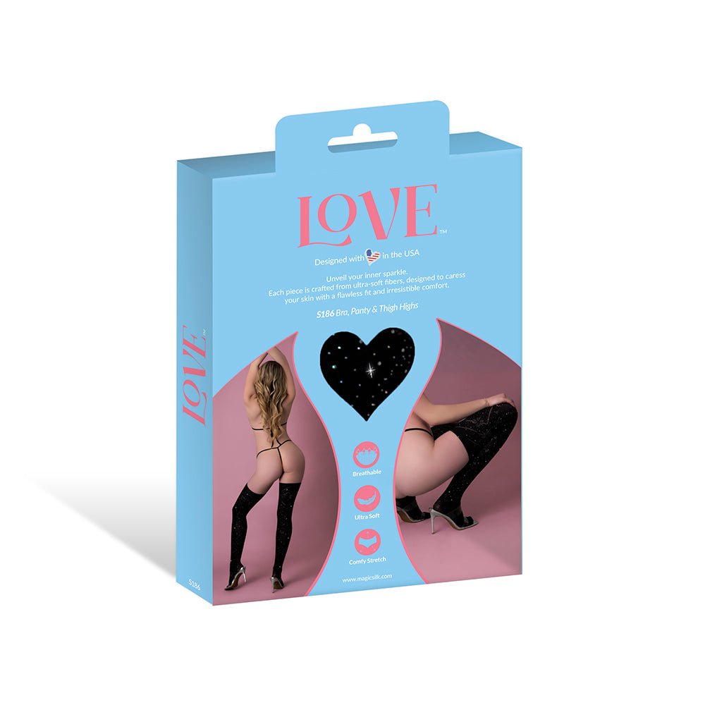Magic Silk Seamless Bra, Panty & Thigh Highs Black O/S - Image 6