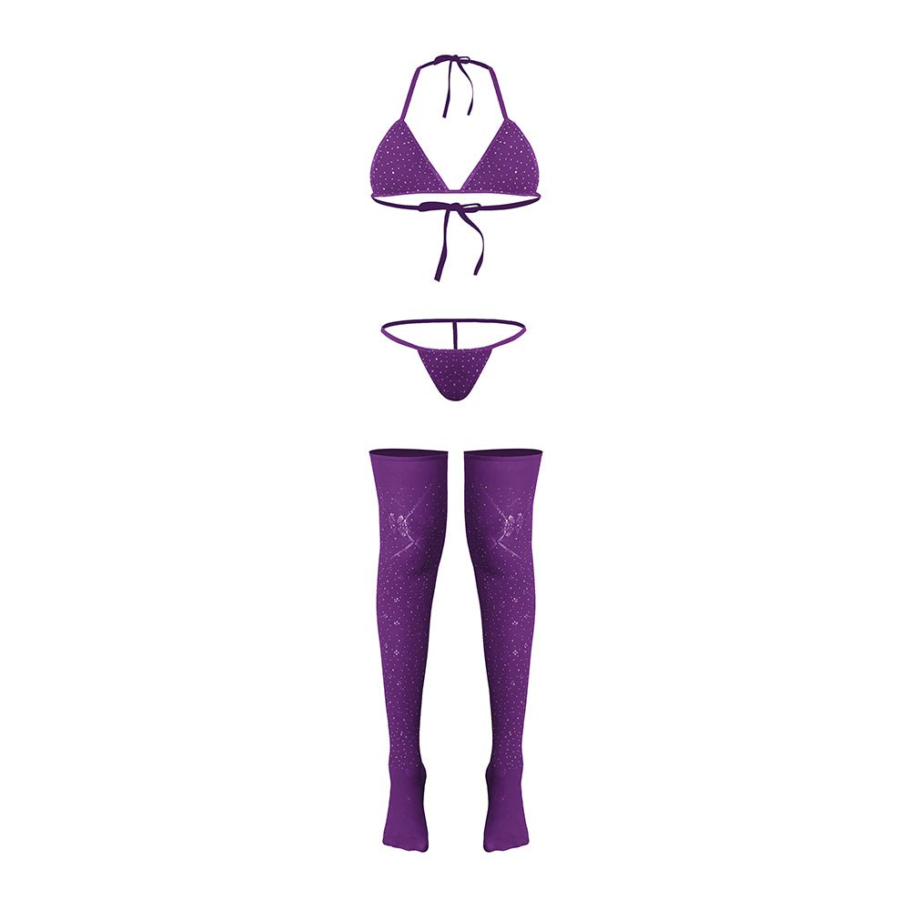 Magic Silk Seamless Bra, Panty & Thigh Highs Violet O/S - Image 4