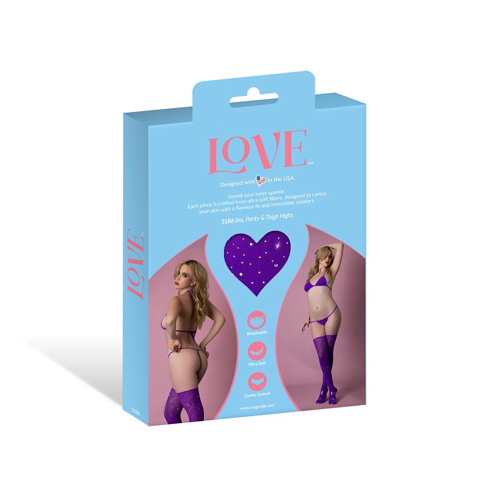 Magic Silk Seamless Bra, Panty & Thigh Highs Violet O/S - Image 5