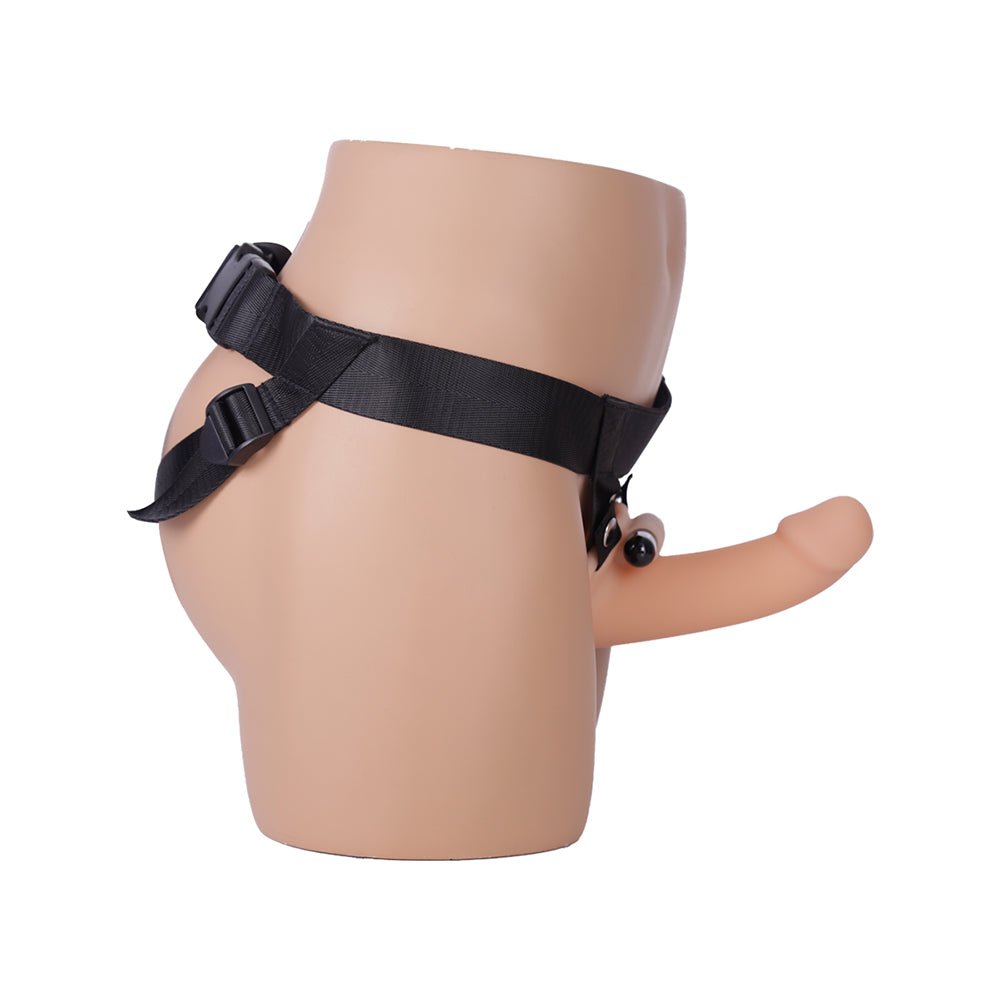 Addiction 7 in. Silicone Hollow Dong Strap-On Beige - Image 3