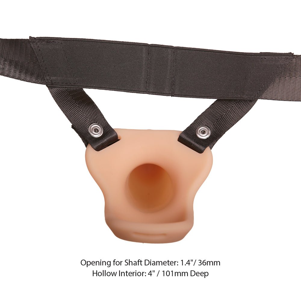 Addiction 7 in. Silicone Hollow Dong Strap-On Beige - Image 5