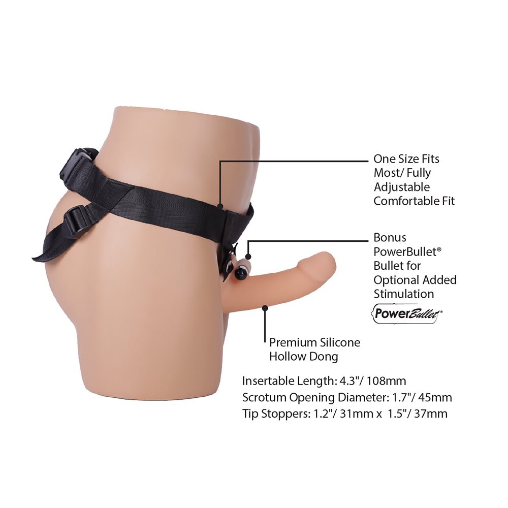 Addiction 7 in. Silicone Hollow Dong Strap-On Beige - Image 6