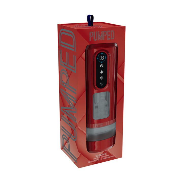 PUMPED Sensurge Automatic Rechargeable Heating Suction Masturbator Red