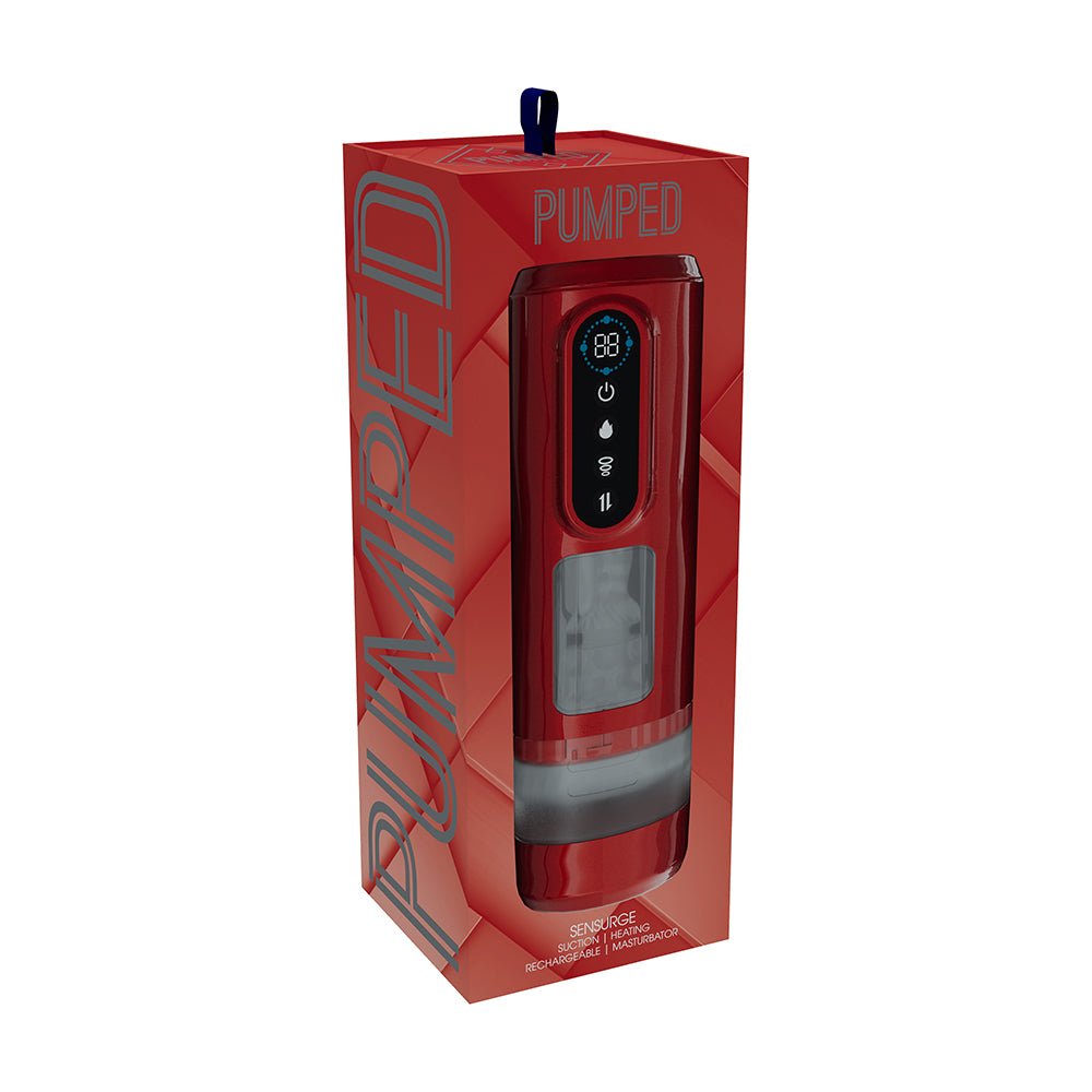 PUMPED Sensurge Automatic Rechargeable Heating Suction Masturbator Red
