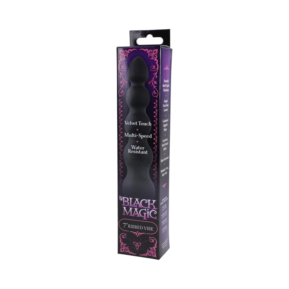 Black Magic 7in Ribbed Vibrator - Image 6