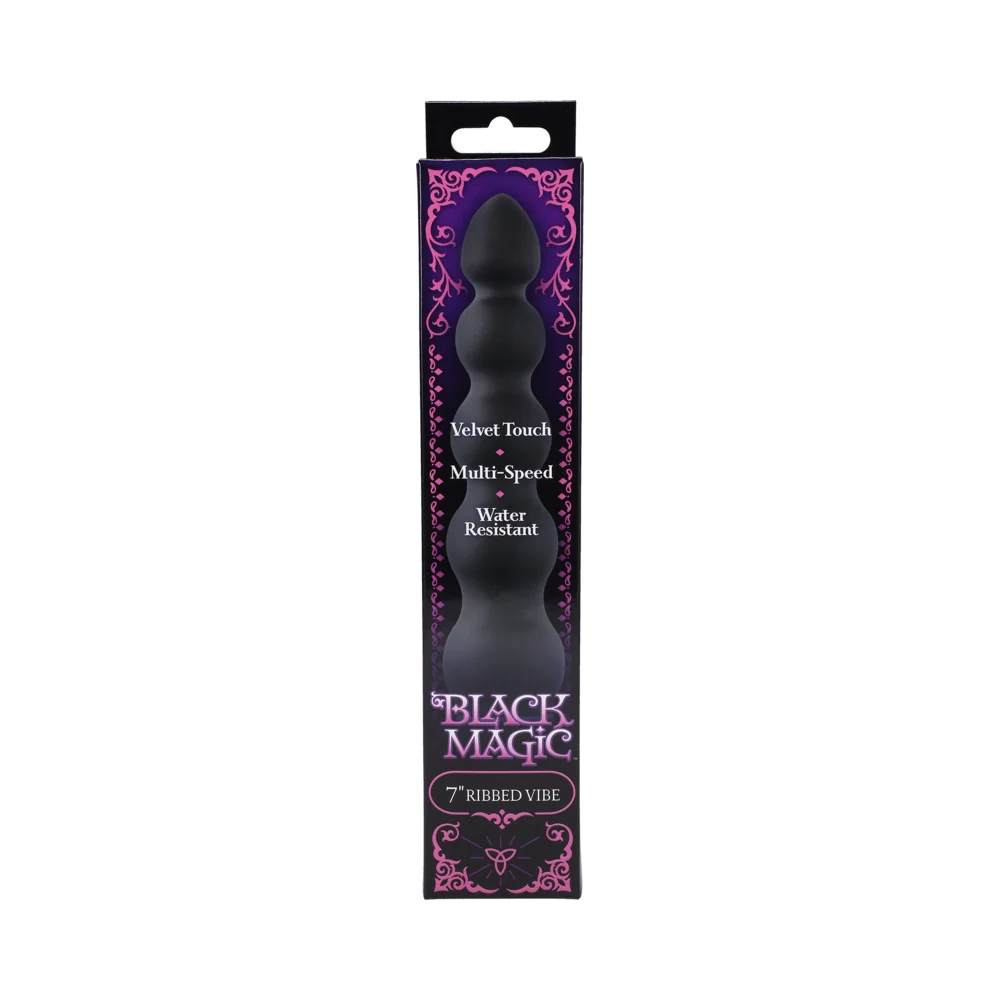 Black Magic 7in Ribbed Vibrator - Image 7