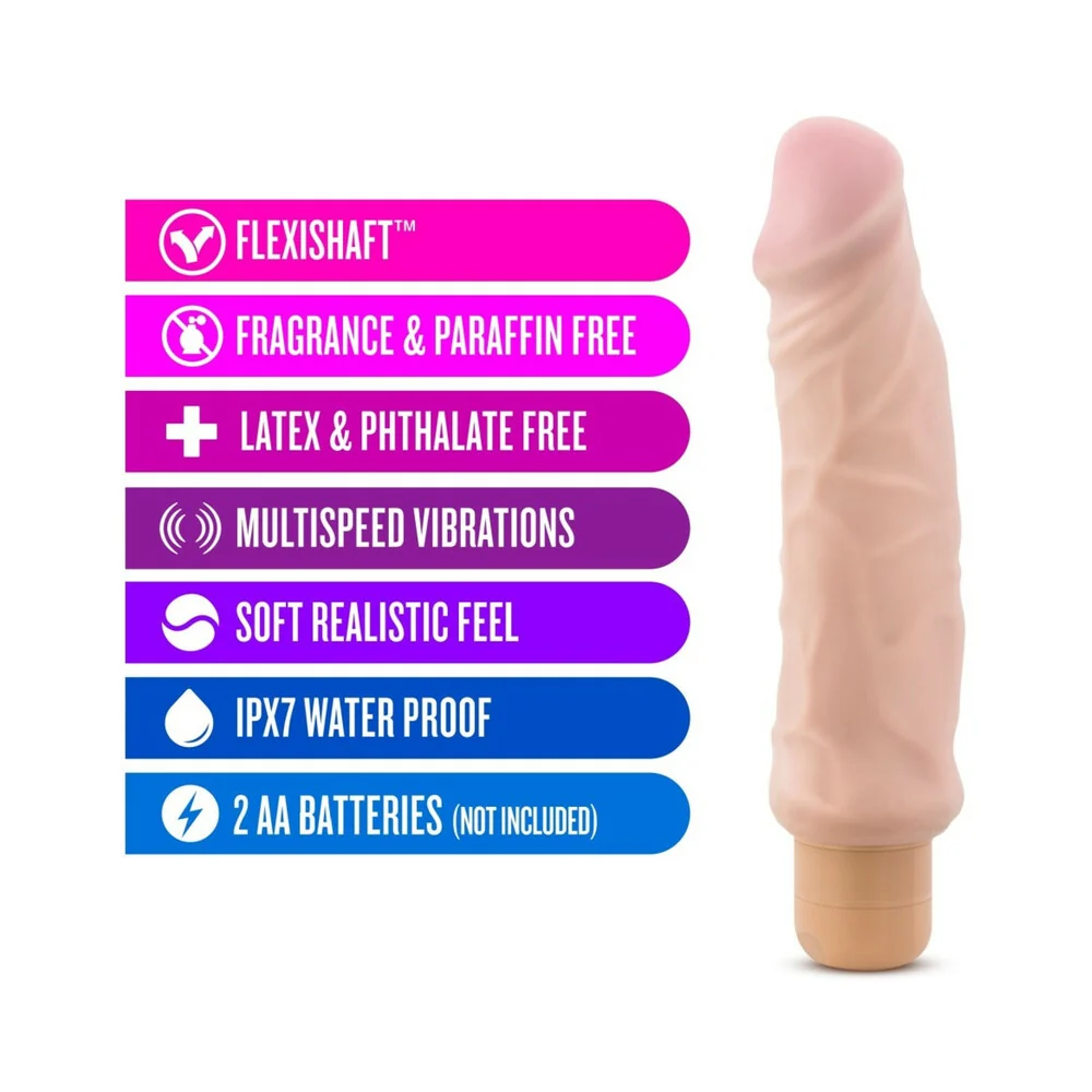 X5 Plus Hard On Realistic 9 in. Vibrating Dildo Beige - Image 11