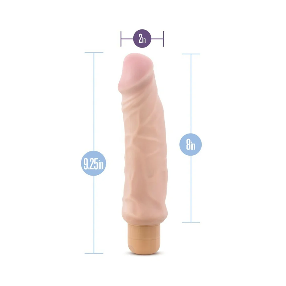 X5 Plus Hard On Realistic 9 in. Vibrating Dildo Beige - Image 13