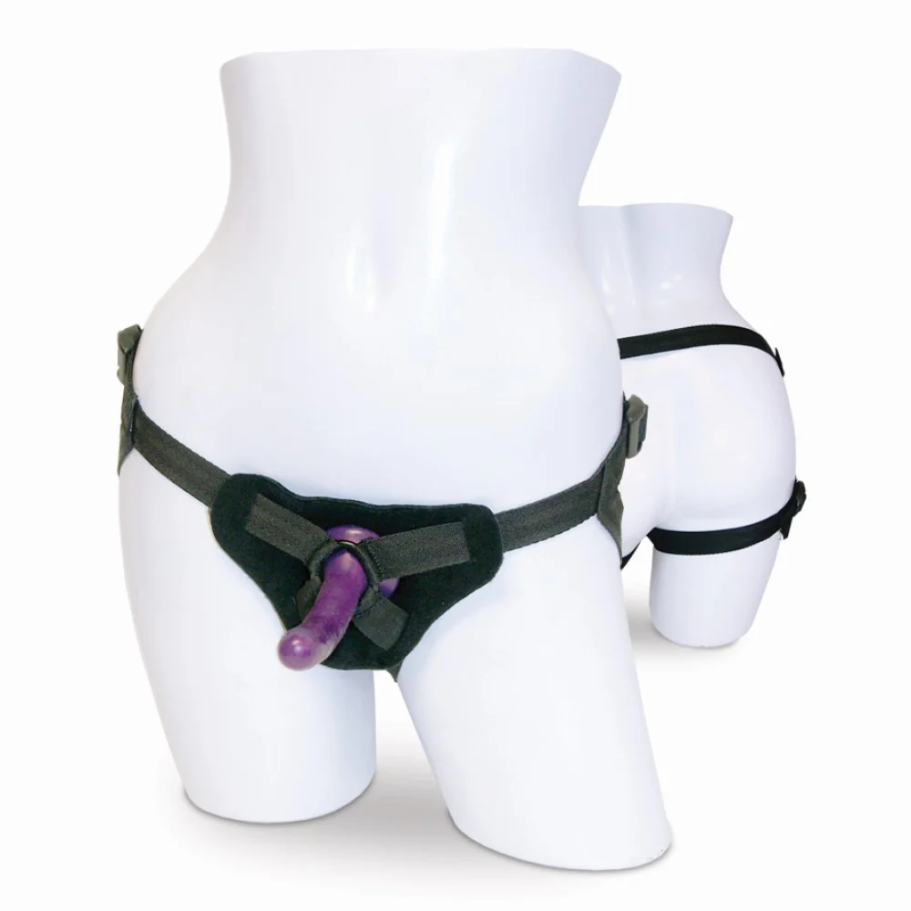 Sportsheets Sex & Mischief Adjustable Strap-On & Silicone Dildo Kit Purple/Black - Image 3
