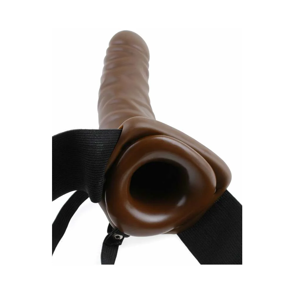 Fetish Fantasy Series 8 in. Vibrating Hollow Strap-On Brown/Black - Image 7