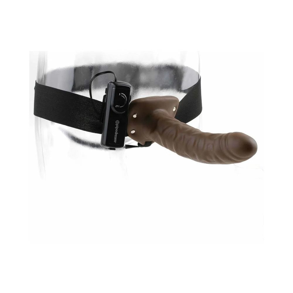 Fetish Fantasy Series 8 in. Vibrating Hollow Strap-On Brown/Black - Image 8